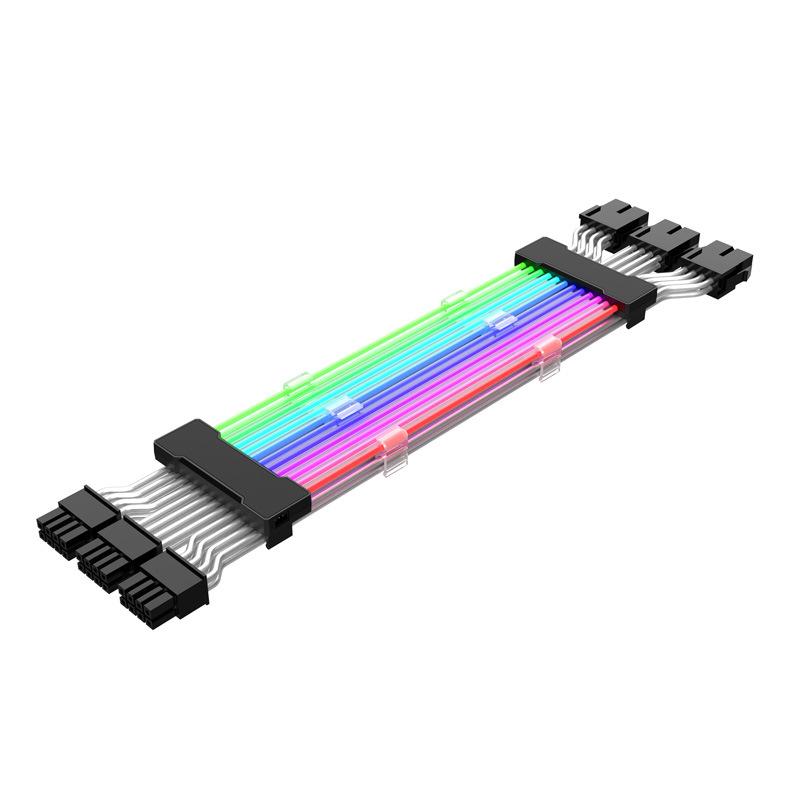24-контактный адресуемый удлинительный кабель питания RGB ATX, кабели RGB для ПК 18AWG Удлинительный кабель блока питания для материнской платы для разъема материнской платы
