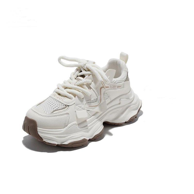 2024 Высококачественные уличные кроссовки на платформе для женщин, сетчатые однотонные дышащие кроссовки со шнуровкой и толстой подошвой, женская обувь