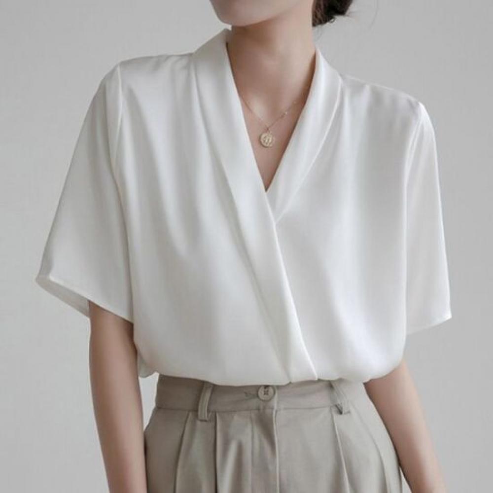 NaVaVa Women Office V Neck Short sleeVe Blouse Nb3086