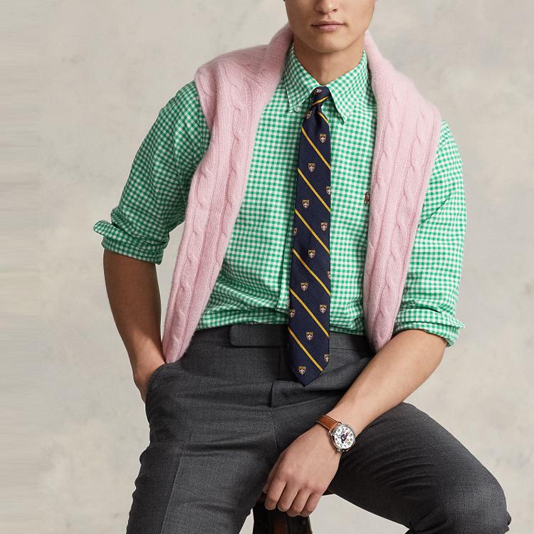 Polo Ralph Lauren SS23 Клетчатая рубашка поло с длинным рукавом Мужские рубашки Зеленые MNPOWOV16822863-999