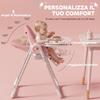 Folding High Chair, 6-36 Months, Adjustable Height, Double Washable Tray, Wheels, Pink