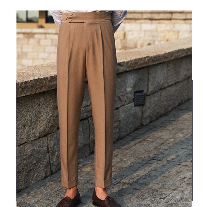 2023 Italian Slim-Fit Men's Business Casual High-Waisted Dress Pants for Autumn and Spring