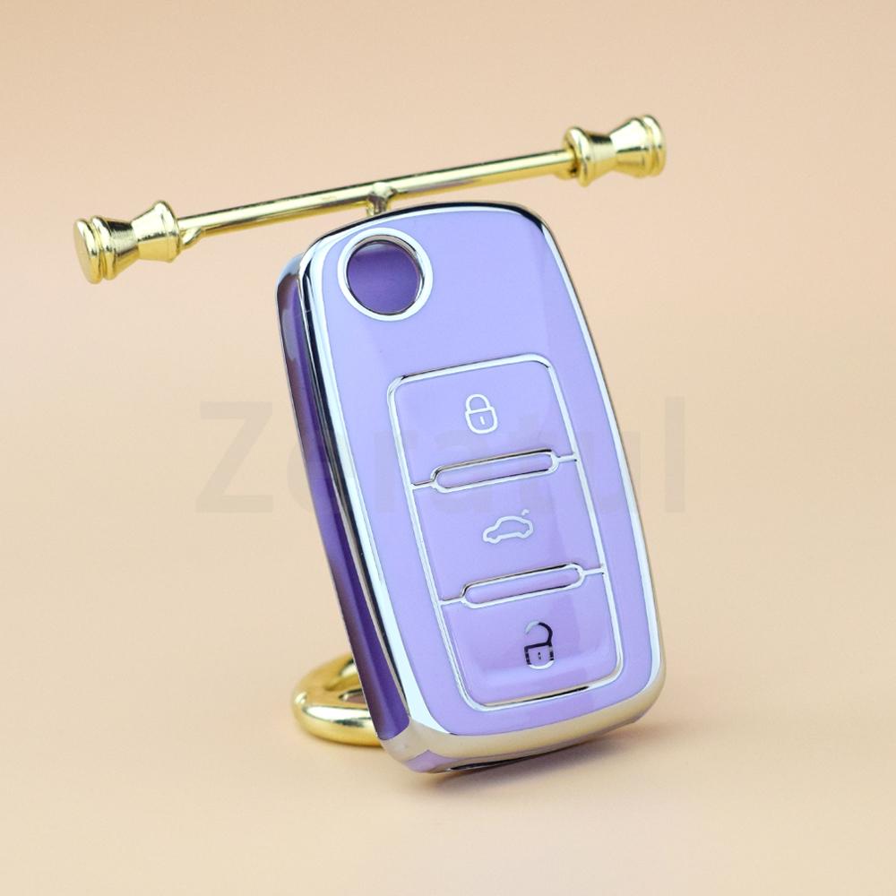 Для Vw Volkswagen Polo Golf Passat Beetle Caddy T5 Up Eos Tiguan Skoda Octavia A5 ТПУ Чехол для ключа автомобиля Обложка Автомобильный корпус Брелок