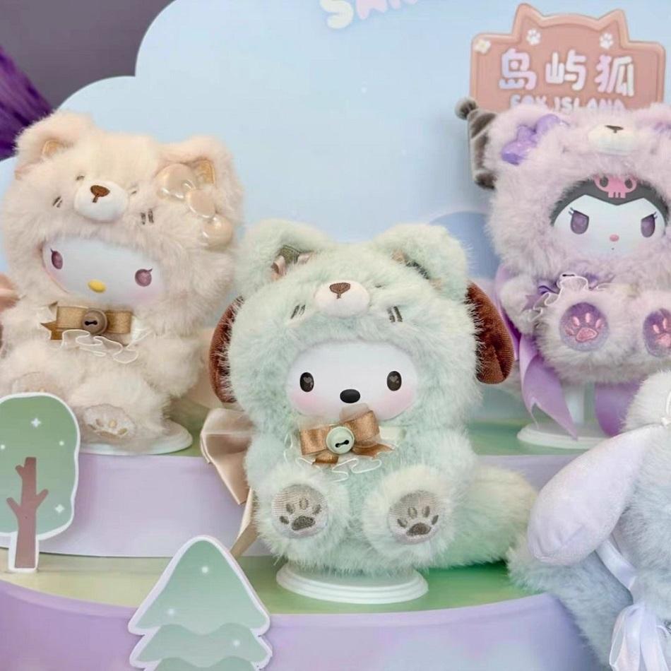 New Sanrio Characters Fox I Sland Blind Box Cinnamoroll Plush Pendants Surprise Box My Melody Blind Boxtoy Gift