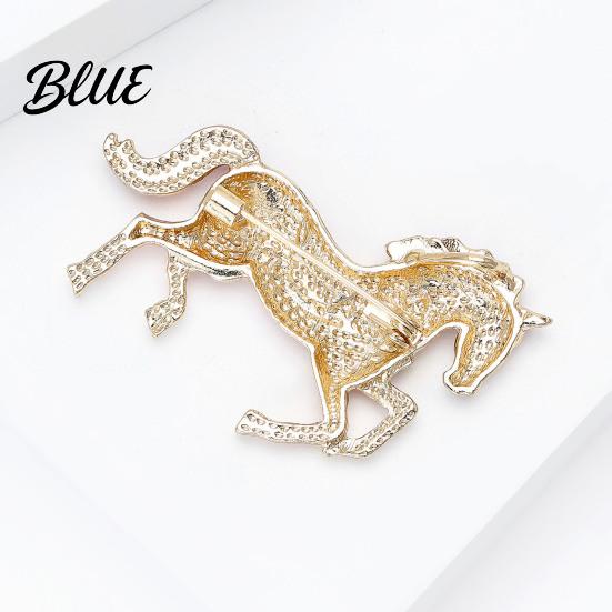 Unisex Brooch Pin Galloping Horse Enamel Rhinestones Studded Sophisticated Chinese