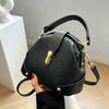 Metal Buckle Leather Messenger Bag Shell Shape Crossbody Bag Vintage Shoulder Bag  Versatile Use
