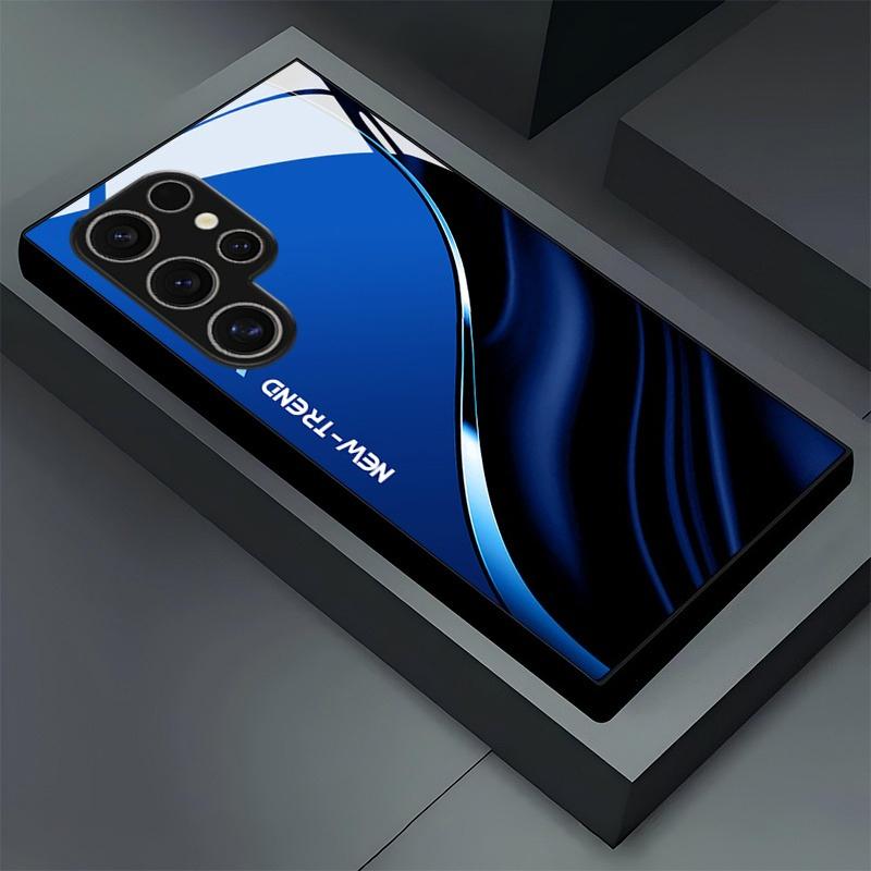 Изогнутый чехол для телефона со стеклянным узором «волна», подходит для Samsung Galaxy S26 S25 S24 S23 S22 S20 FE/Ultra/Plus5G, противоударный