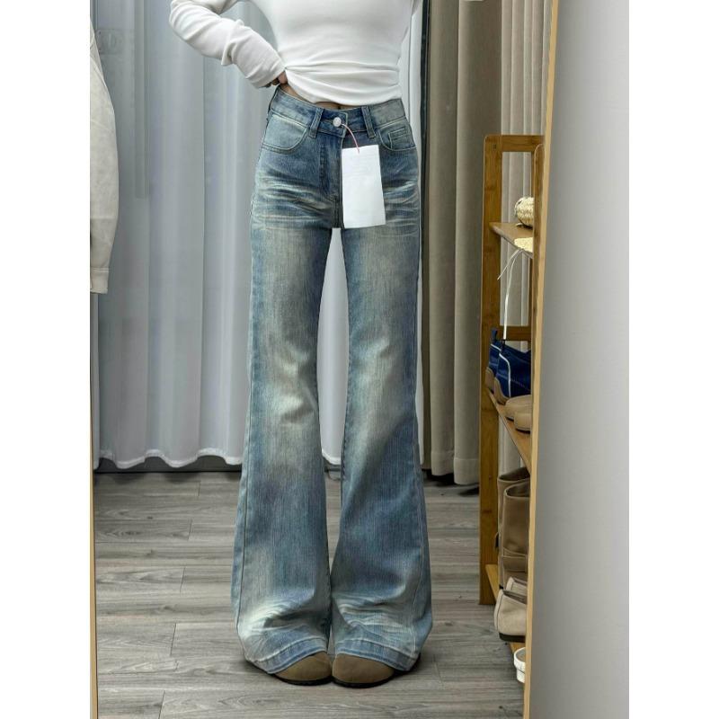 JYL TS Women Curved Denim Wide Leg Pants, High Waist, Straight Floor Length, For Petite Ladies