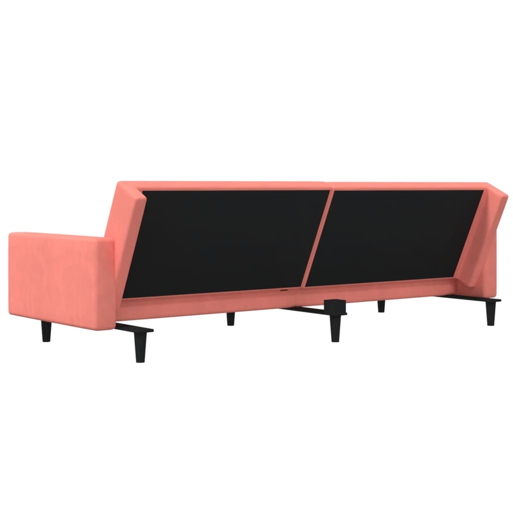 2 Seater Sofa Bed with 2 Pillows Pink Velvet