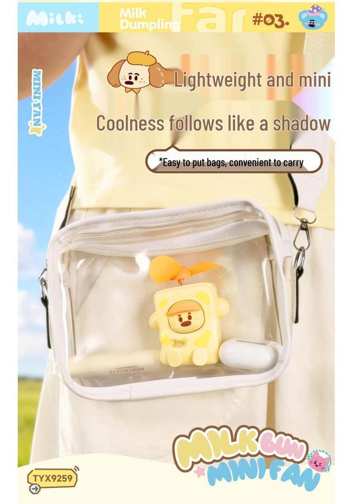 2026 Mini Handheld USB-Charged Student Portable Cute Cartoon Milk Bottle Fan