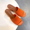2025 Европейские и американские новые женские туфли модные шлепанцы на толстом каблуке из вязаной шерсти на высоком каблуке с квадратным носком крутые шлепанцы