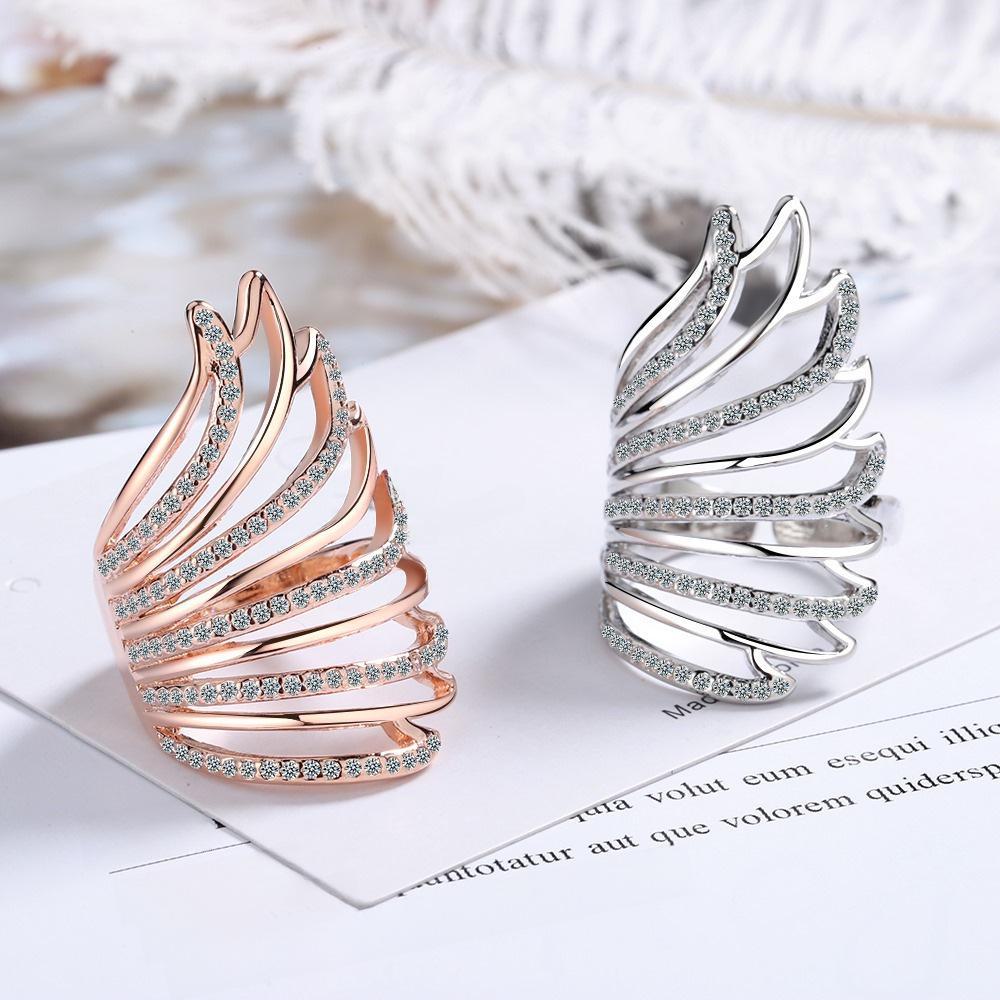 Корейское милые бриллиантовые крылья ангела открытое кольцо для женщин