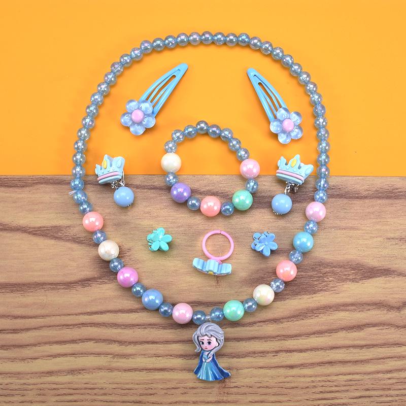 «Подарочная коробка для украшений серии «Принцесса»: Аксессуары для волос, ожерелье и браслет для детей «Эльза и Жасмин»
