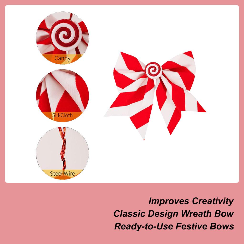 Christmas Wreath Bow 12 Pieces Red And White Festive Decorations Christmas Wreath Garland Tree Decor Bows For Garland Indoor