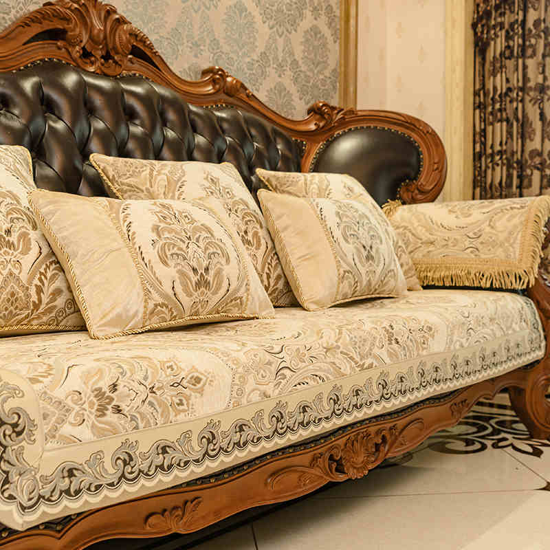 European Style Sofa Cover Luxurious Anti Slip Chenille Jacquard Fabric Sofa Cushion Living Room Decoration Slipcover Home Decor