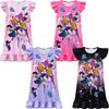 Kids Children Girls Anime Movie POP Singer Super Star Printed Ruffle Sleeves O Neck Casual Dress Halloween Cosplay Costumes
