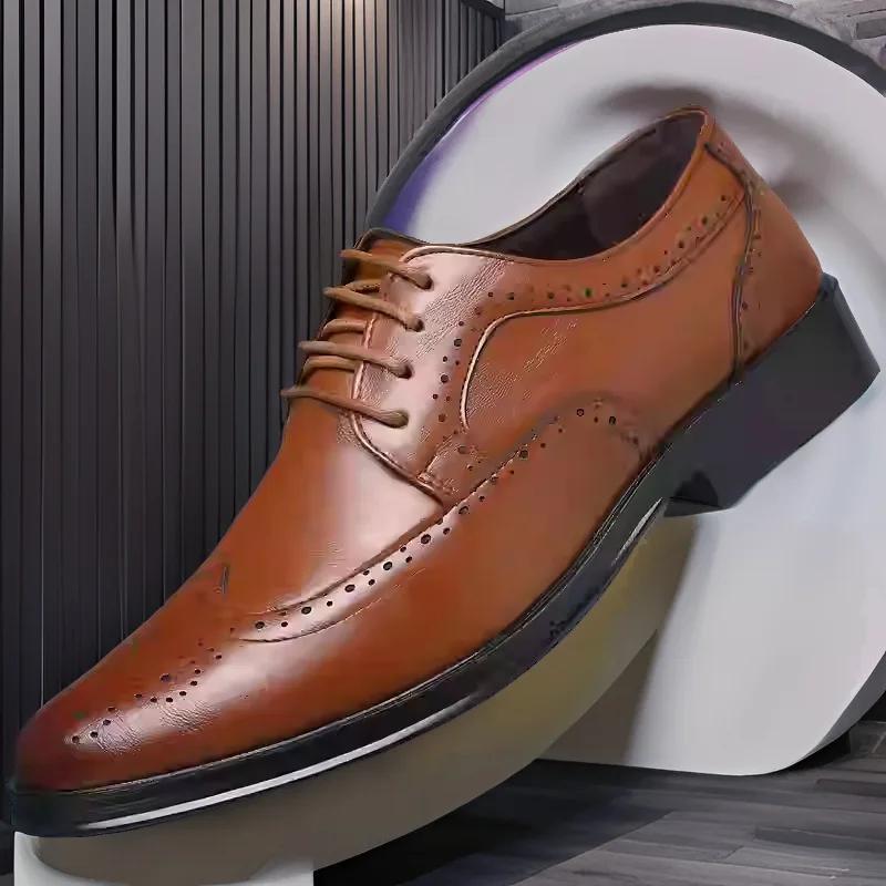 Мужская классическая ретро обувь Мужская деловая кожаная обувь на шнуровке Платье Офисные балетки Мужские Оксфорды для свадебной вечеринки Рабочая обувь