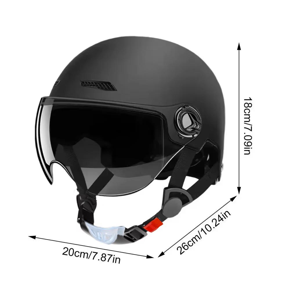 Electric Motorcycle Helmet Motor Car Scooter Bike Men Woman Open Face Half Helmet Anti-UV Safety Hat Bicycle Cap with Goggles