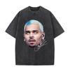 Футболка Chris Brown Breezy Футболка Breezy Bowl Тур XX Винтажные стираные футболки Мужская мода Хип-хоп Футболка с коротким рукавом Уличная мода