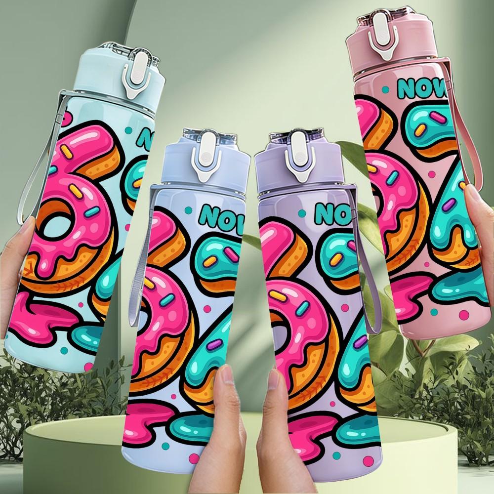 1PC Sixty Seven Bright Pop Graffiti Number Art 750ml Color Plastic Sports Water Bottle Leakproof Flip Straw Lid Suitable for Sports Office Home Use