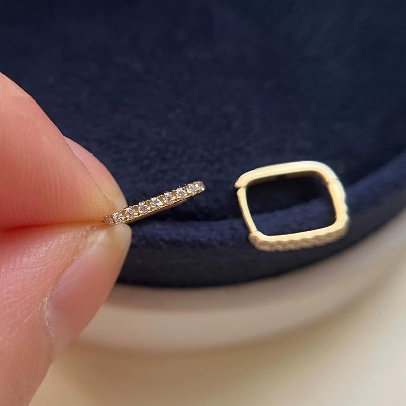 S925 Sterling Silver U-Shaped Geometric Ear Clip Women's Simple Double-Sided Square Diamond Special Interest Light Luxury Earrings