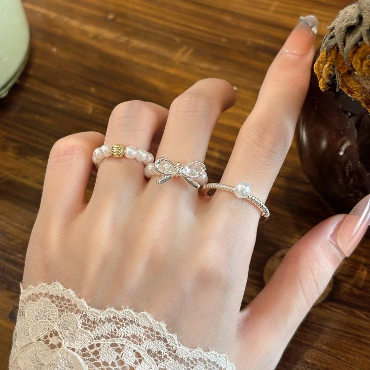 Элегантное Эластичное Кольцо с Жемчугом, Ручной Работы, для Женщин - Модный и Изысканный Пальцевой Аксессуар