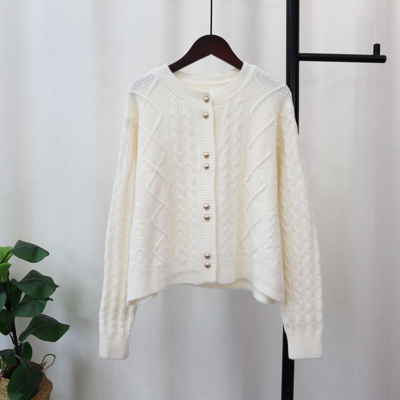Ретро твист нежный ветер вязаный кардиган осень и зима новый дизайн чувство свободный мягкий восковой свитер куртка женская
