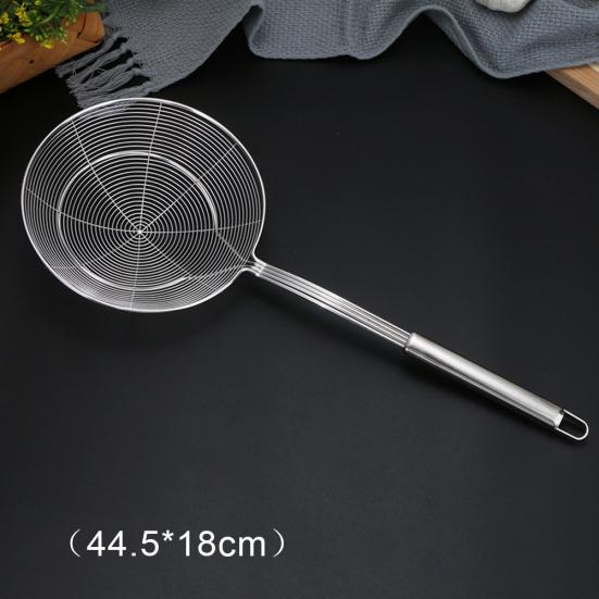Дуршлаг с длинной ручкой, круглый пищевой фильтр из нержавеющей стали, жареный сетчатый фильтр