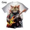 Cat Playing Guitar 3d Printed T-shirts Street Hip-hop Tshirt Casual Cool T-shirt Cosplay Men's Clothing T-shirt for Men
