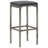 3 Piece Outdoor Bar Set Gray Solid Acacia Wood and Poly Rattan