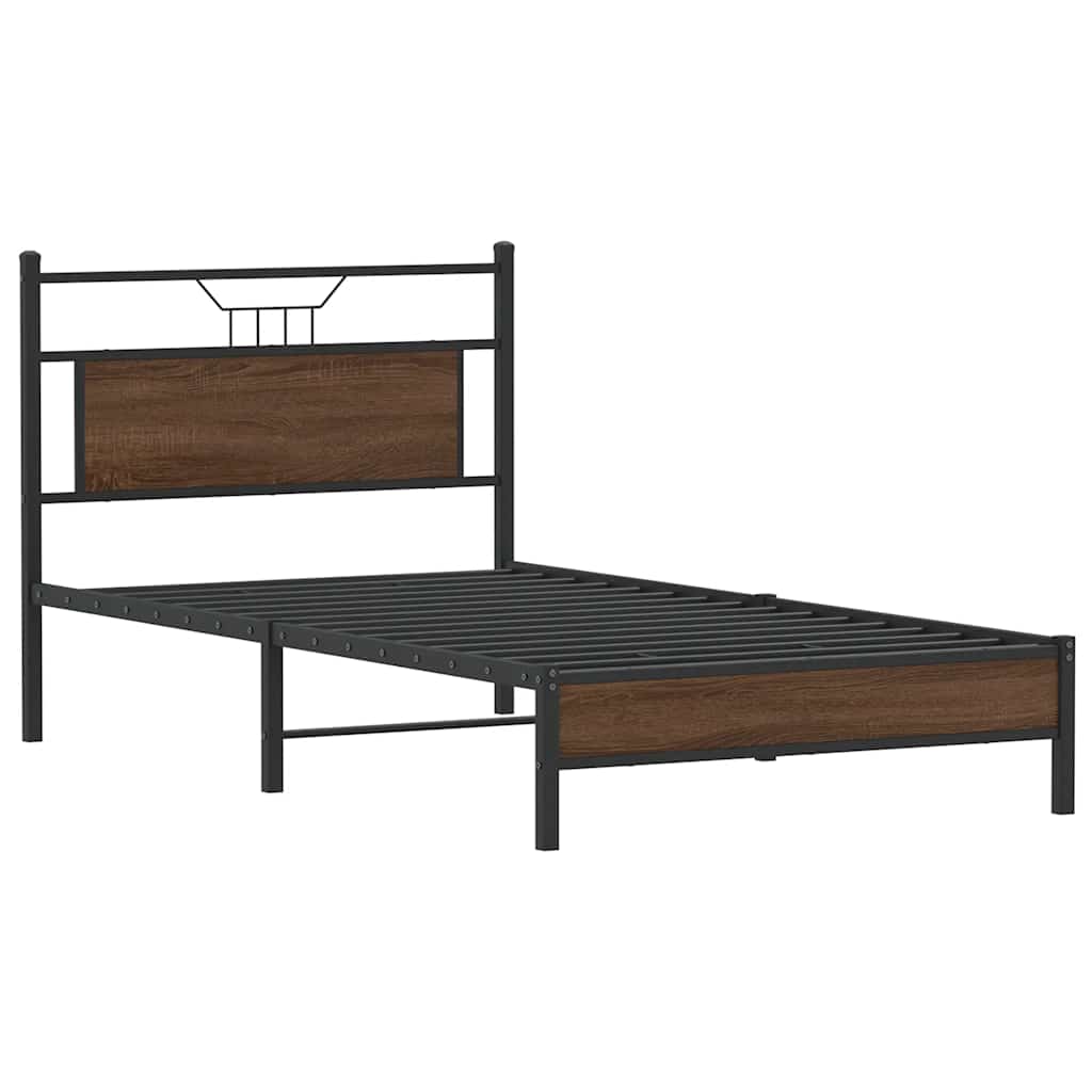 Bed Frame without Mattress Brown Oak Effect 100 x 190 cm Wood Based Material
