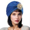 Headscarf Hat with Fancy Pleats Rhinestones Retro Style Women Turban Hat 20s 30s Vintage Headpiece Hair Accessories