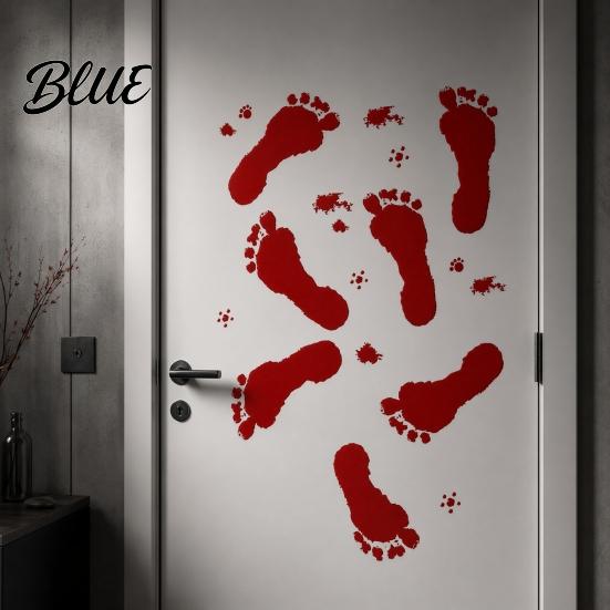 Decorative Window Film Halloween Blood Handprints/Footprints Wall Stickers Removable Decals Spooky Waterproof Scratch-resistant Decal DIY Decoration