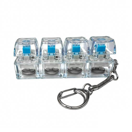 1/2 шт. 4-клавишная фиджет-игрушка-клавиатура со светом, снятие стресса, прозрачная крышка, клавиатурный кликер для пальцев, брелок, декомпрессионная кнопка, сенсорная игрушка