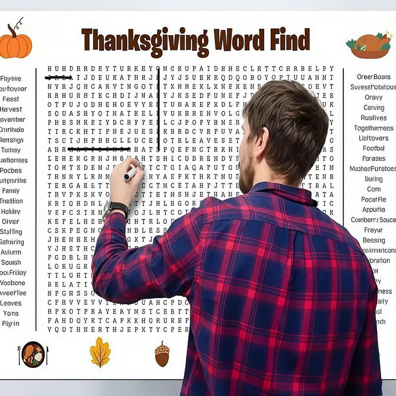 Большой плакат-поиск слов на День благодарения, Гигантский праздничный плакат-поиск слов для Дня благодарения и Рождества, Настенная игра