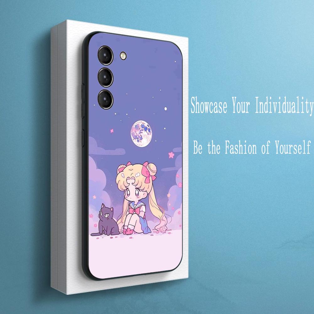 Magical Girl Warrior classic anime pattern Phone Case For Samsung Galaxy S26 S25 S24 S23 S22 S21 Plus Ultra Note20 Soft Black
