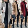 Office Lady Autumn Solid Color Stand Collar Woolen Long Coat Plus Size