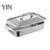 Professional Baking Pan Stainless Steel Pan, with Handles, Heavy-Duty Rectangular Tray, Durable Metal Roasting High Temperature Resistant Kitchenware,