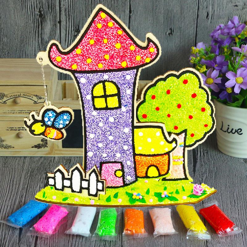 3D Wood Snowflake Clay Painting Children DIY Creative Colorful Mud Painting Board Art Painting Tool Child