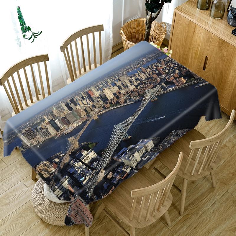 Thicken Cotton Tablecloth Seascape Landscape Pattern Rectangular Round Table Cloth For Wedding Picnic Party