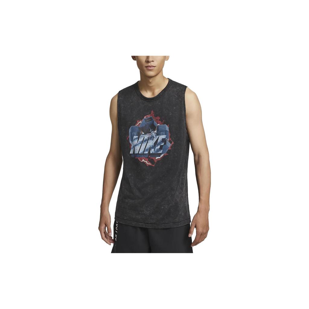 Nike Мужские майки Черные с круглым вырезом Умеренный прямой крой DX0909-010