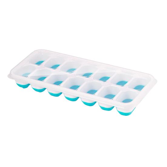 Silicone Ice Cube Tray with Lid 14 Cubes Easy Release Stackable Ice Mold for Cocktails Coffee Juice Whiskey Ice Drink Maker