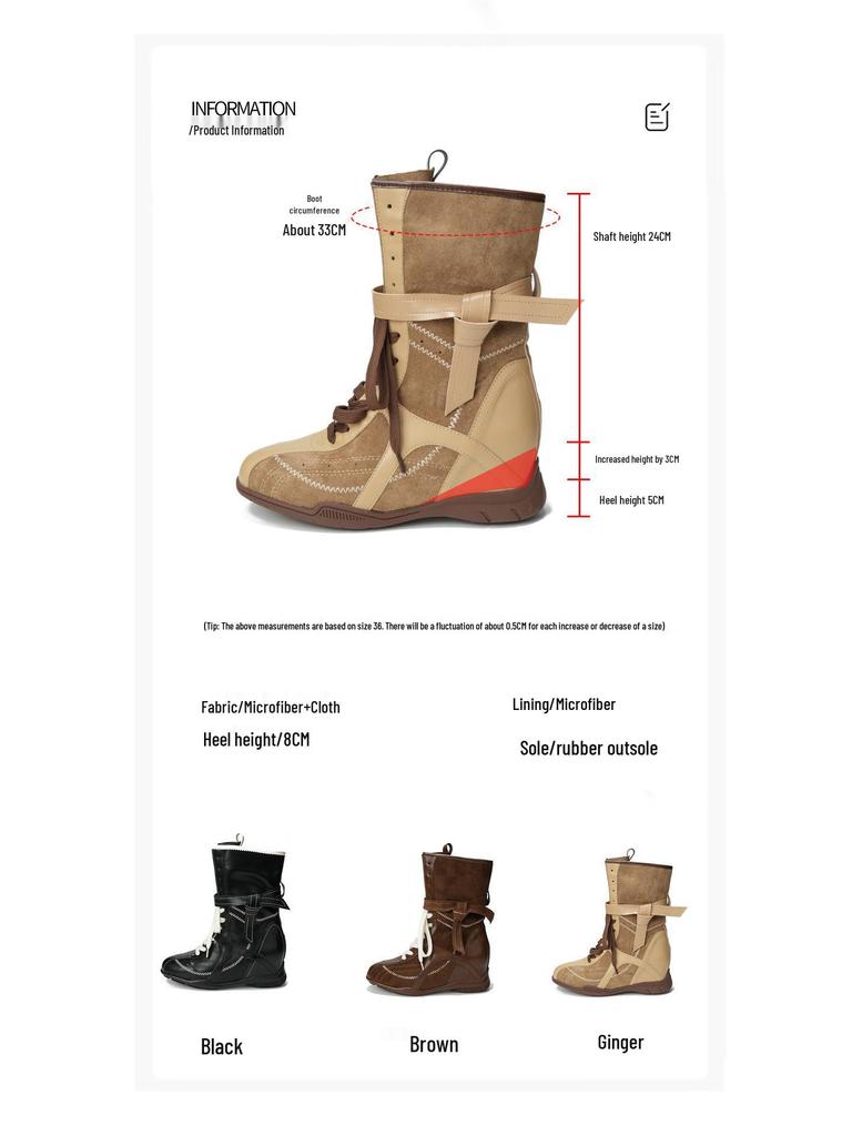 Миниатюрные женские ботинки в западном стиле, увеличивающие рост, на осень/зиму - Универсальные, стройнящие, в немецком тренировочном стиле.