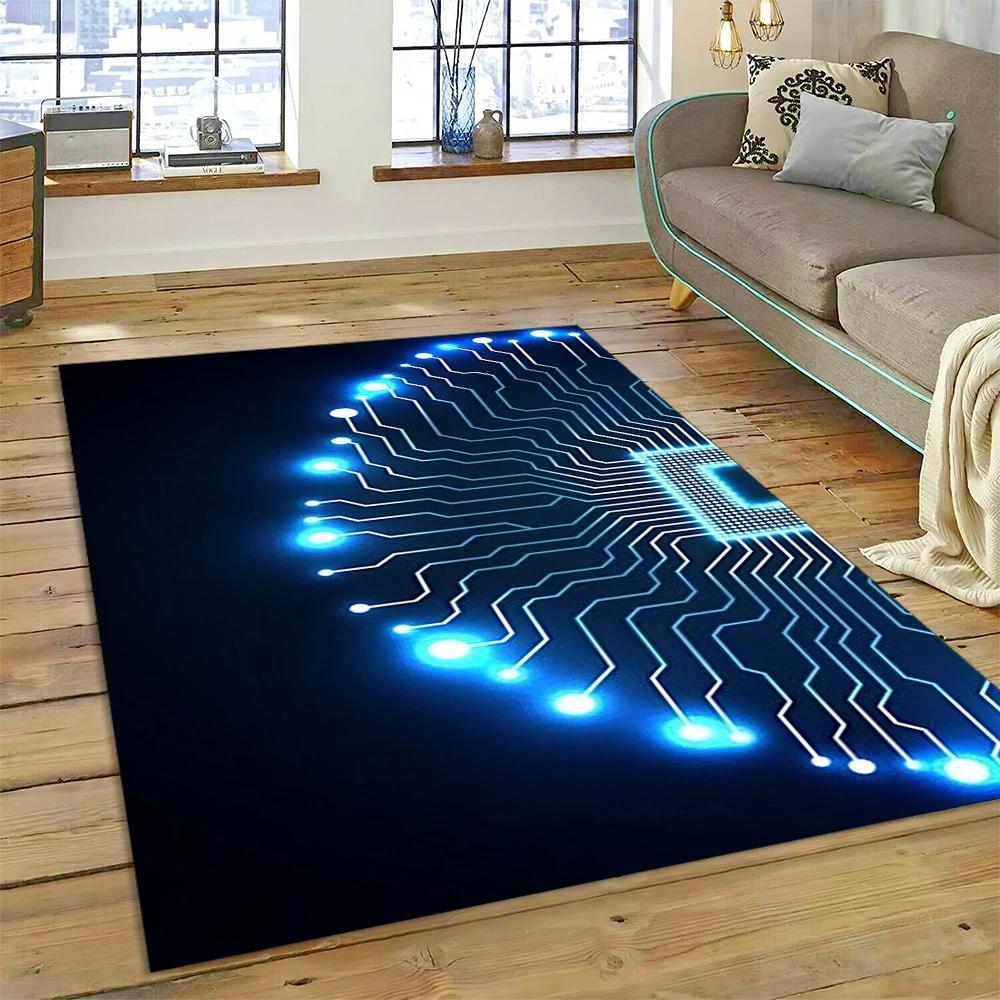 3D ковер с рисунком микросхемы для дома, гостиной, спальни, дивана, прихожей, кухни, коврик для игровой зоны детей, нескользящий коврик для пола
