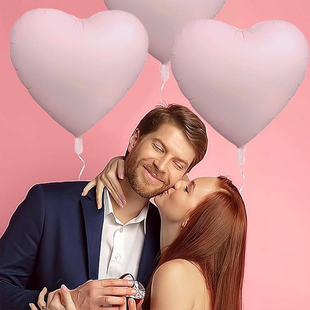 3-Pack 30inch Heart-Shaped Aluminum Foil Balloons, Matte Pink Heart Balloons, Party Balloons, Suitable for Valentine's Day, Birthday Parti