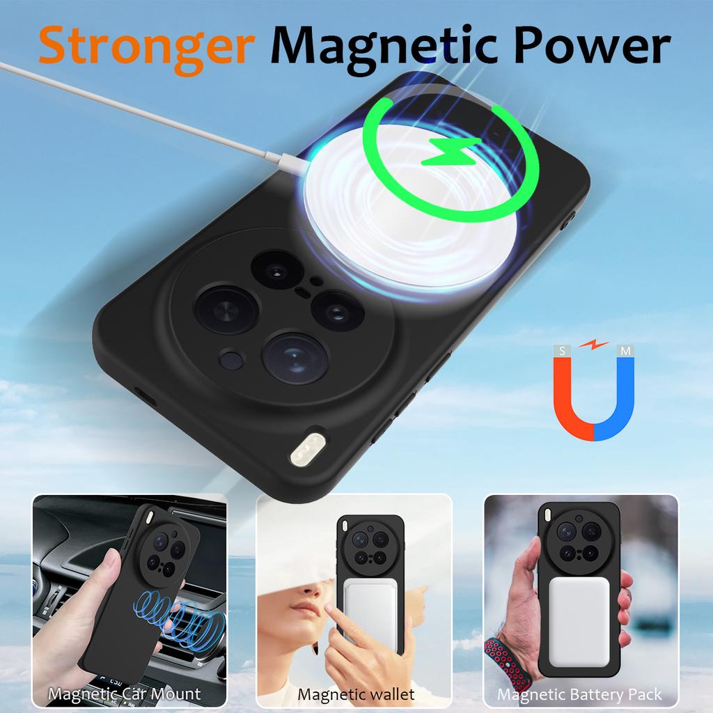 For vivo X300 Pro 5G Magnetic Case Anti-Drop Liquid Silicone Phone Cover with Lanyard