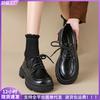 Platform Shoes Women's Lace-up Black Retro Small Leather Shoes Soft-soled Single Shoes Women
