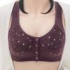 Women Front Button Floral Brassiere Underwear Cotton Wireless Push Up Bra Lingerie