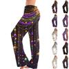 Ladies' Loose And Casual Carnival Printed Wide Leg Pants With Elastic Waistband Drawstring And Pocket Pants
