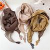Double Layer Design Two Tone Headwrap Scarf Cotton Linen Cold Weather Protections  For Women